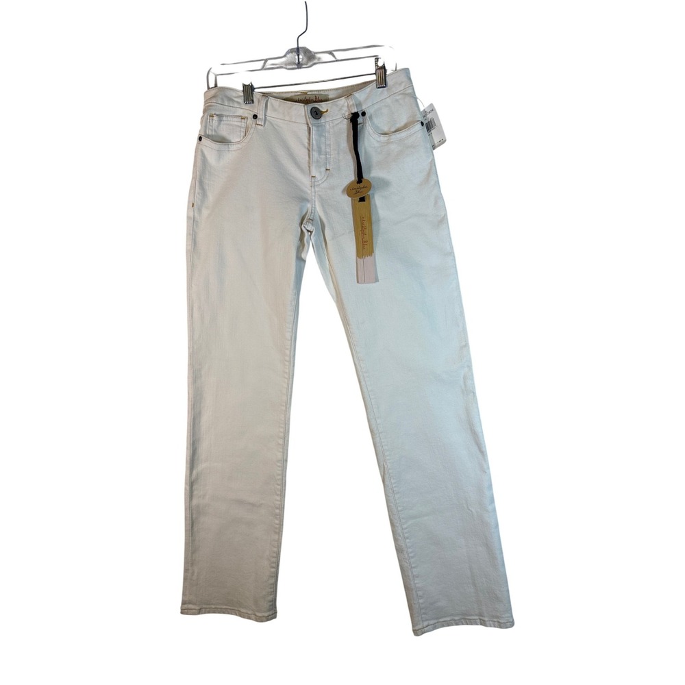 Christopher Blue White Stretch Straight Leg Jeans Womens Size 10 NWT 371-18
